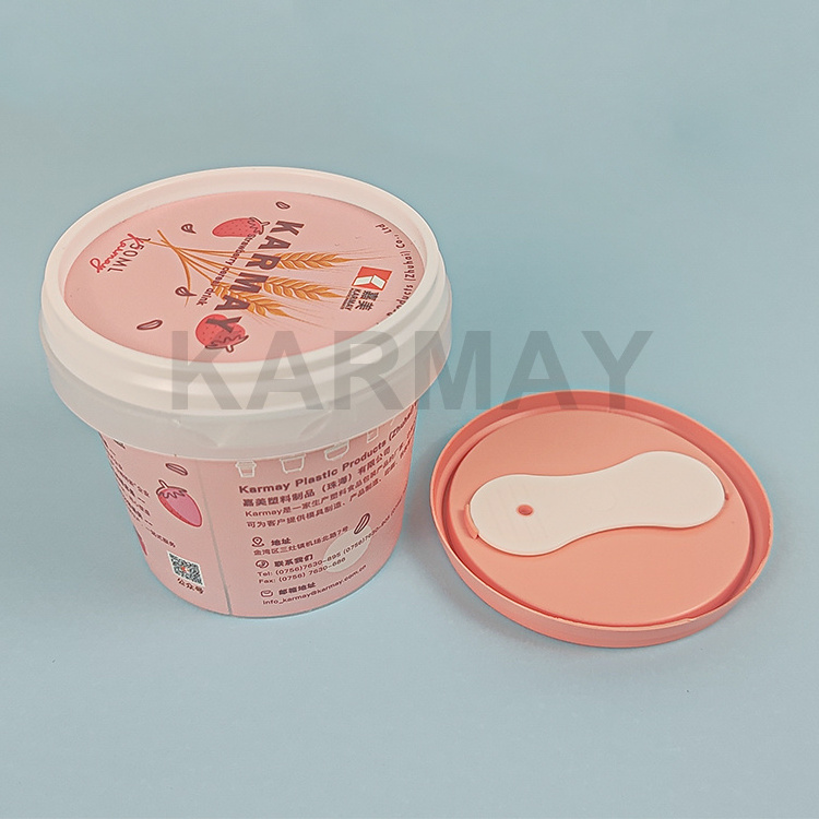 China Manufacturer Frozen customized printed label 150 ml Mini Yogurt Packaging Pots  with Cover Yogurt Pot With Little Spoon