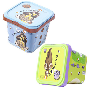 Reused Food container Plastic 1L Square  Plastic Butter Box yogurt plastic box with Tamper Evident