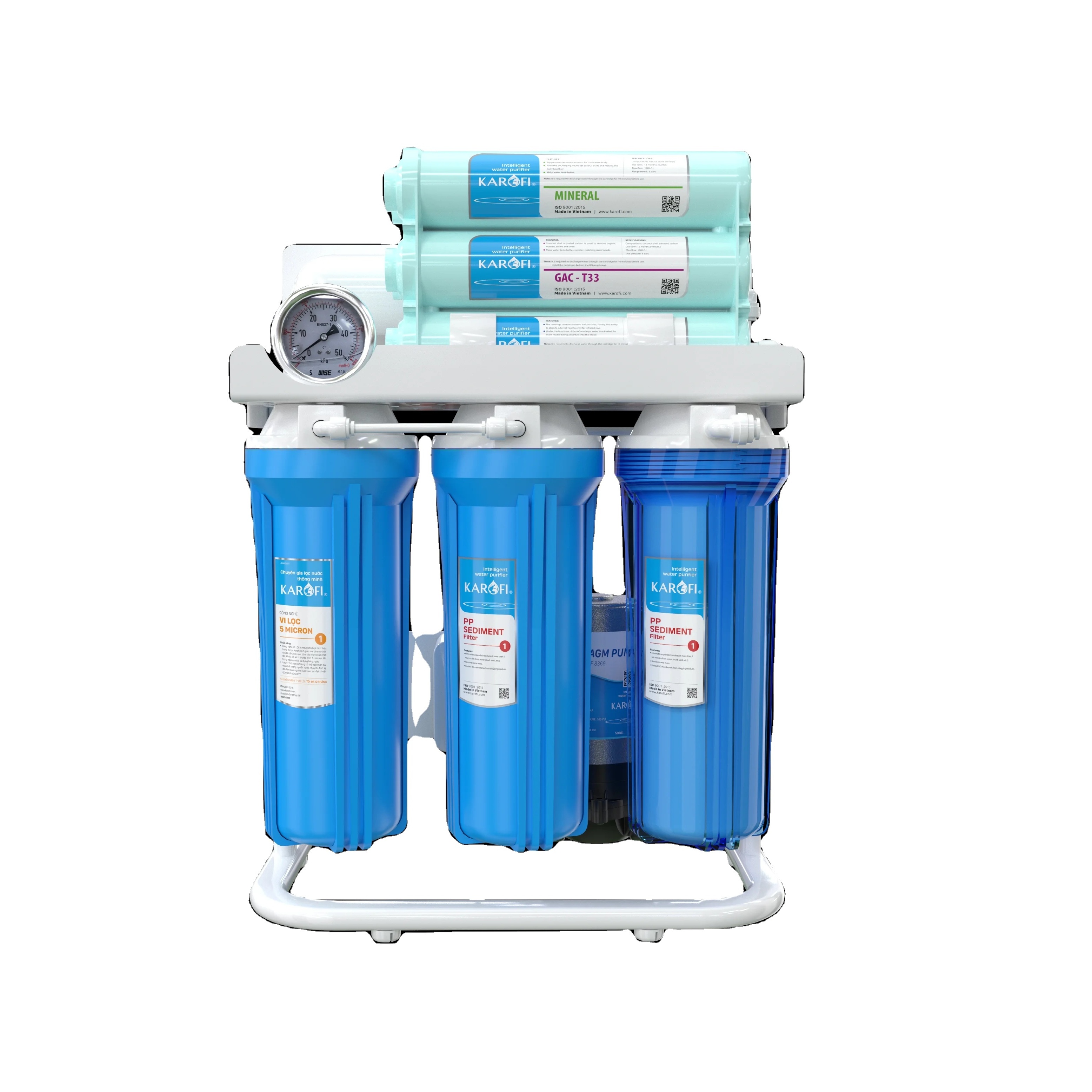 Karofi 100GDP Reverse Osmosis System with high-performance functional filter HP Set with stand and gauge