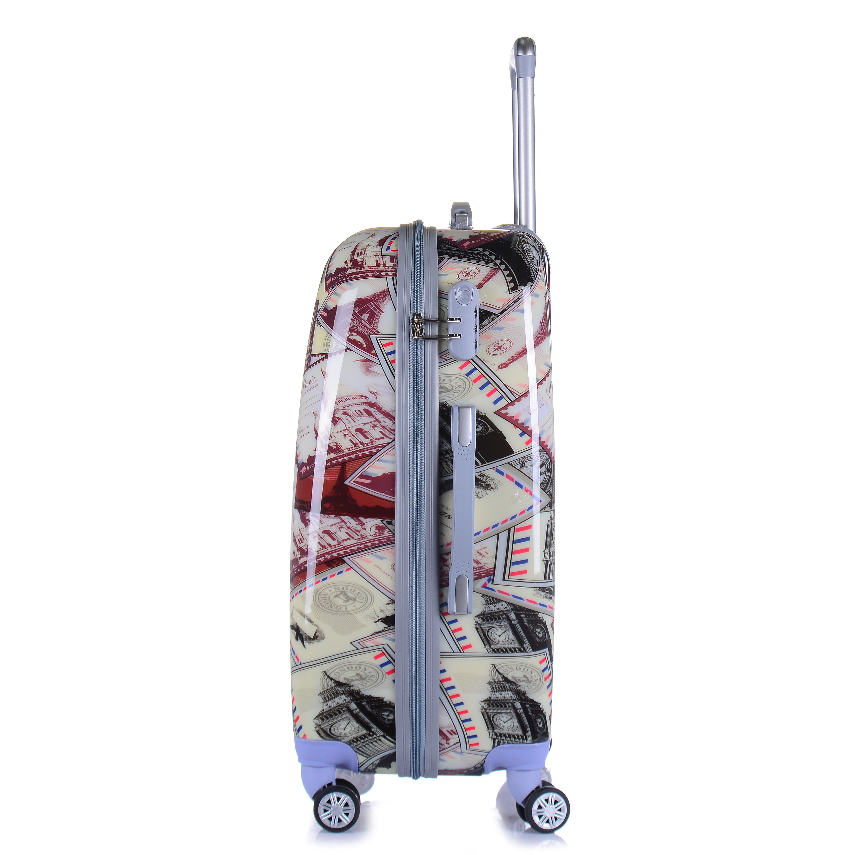 Factory wholesale travel wheeled suitcases lightweight trolley hard shell carry-on luggage bag with printing