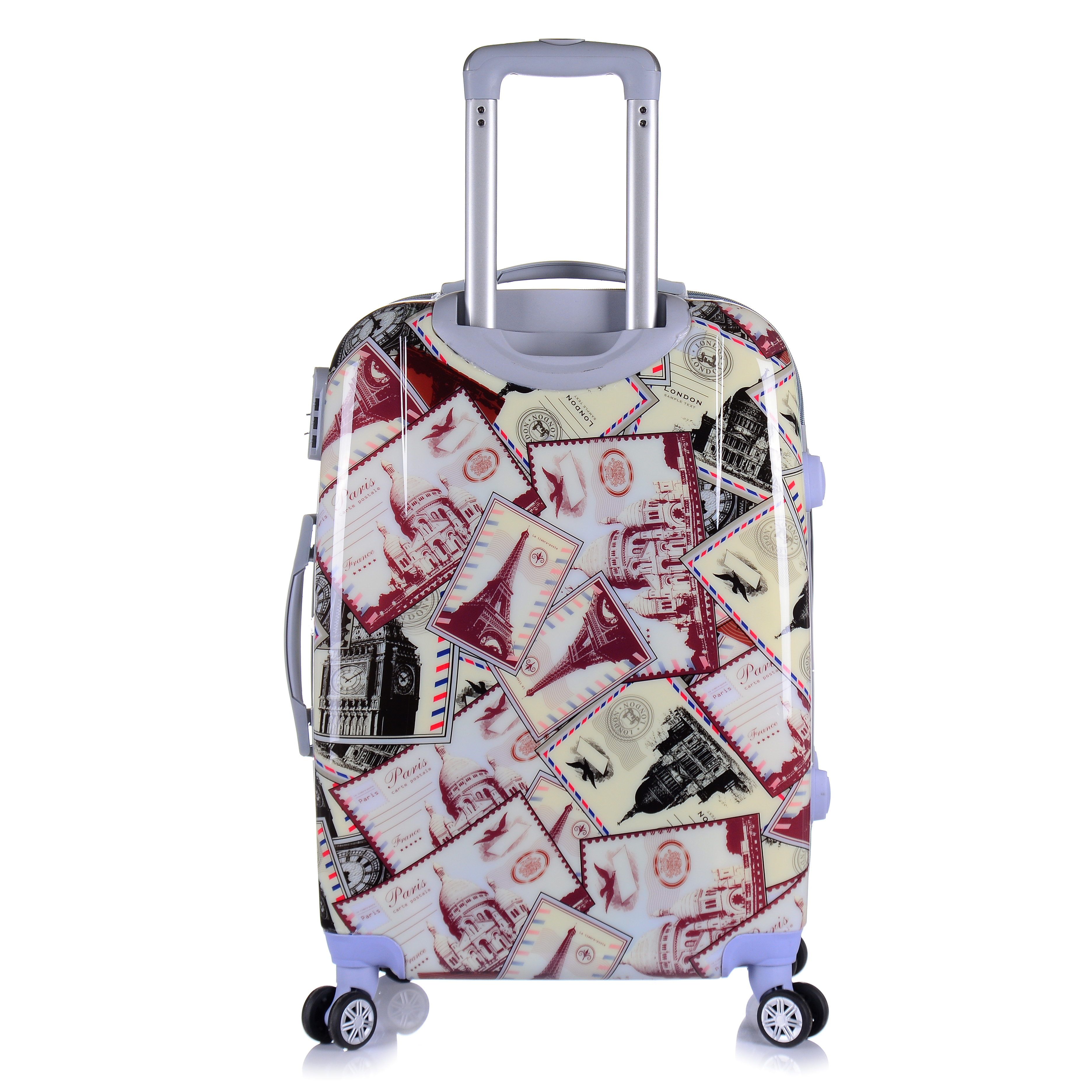 Factory wholesale travel wheeled suitcases lightweight trolley hard shell carry-on luggage bag with printing