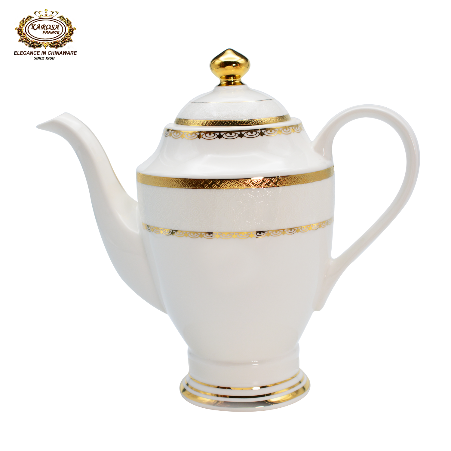 24pcs Golden embossed gold decorative bone china porcelain tea cup teapot sugar milk pot saucers set