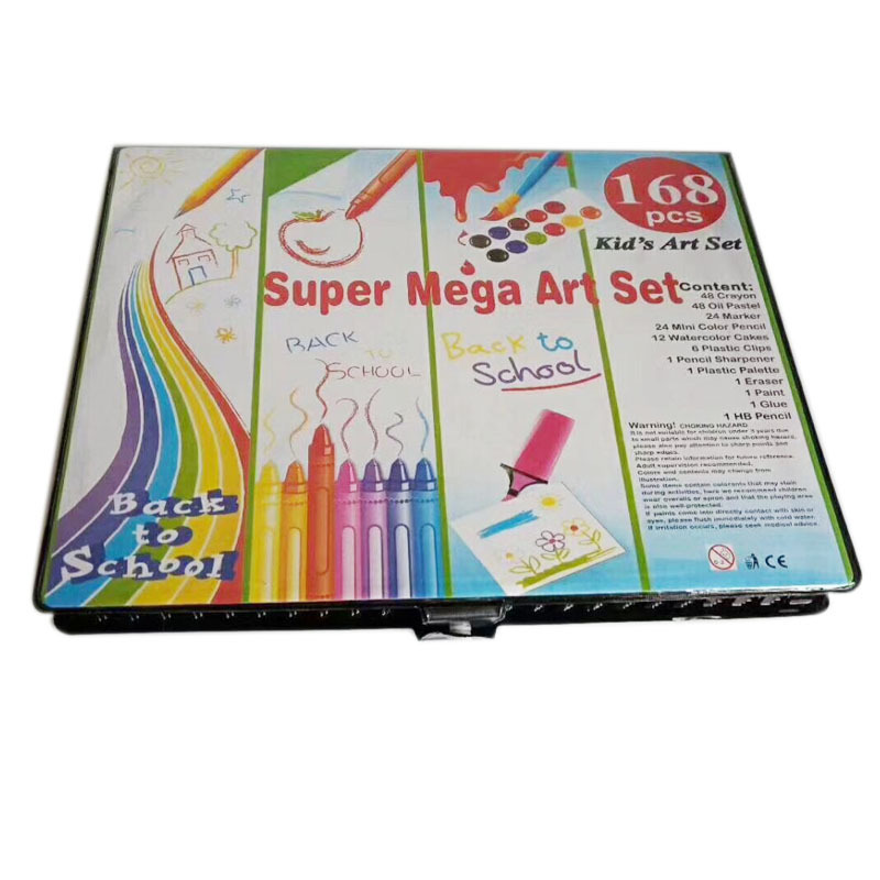 PVC Case Kids Art Professional Painting Set Drawing Art Set for Kids Super Artist Tool Kit 168PCS Set PVC Box Multicolor Acrylic