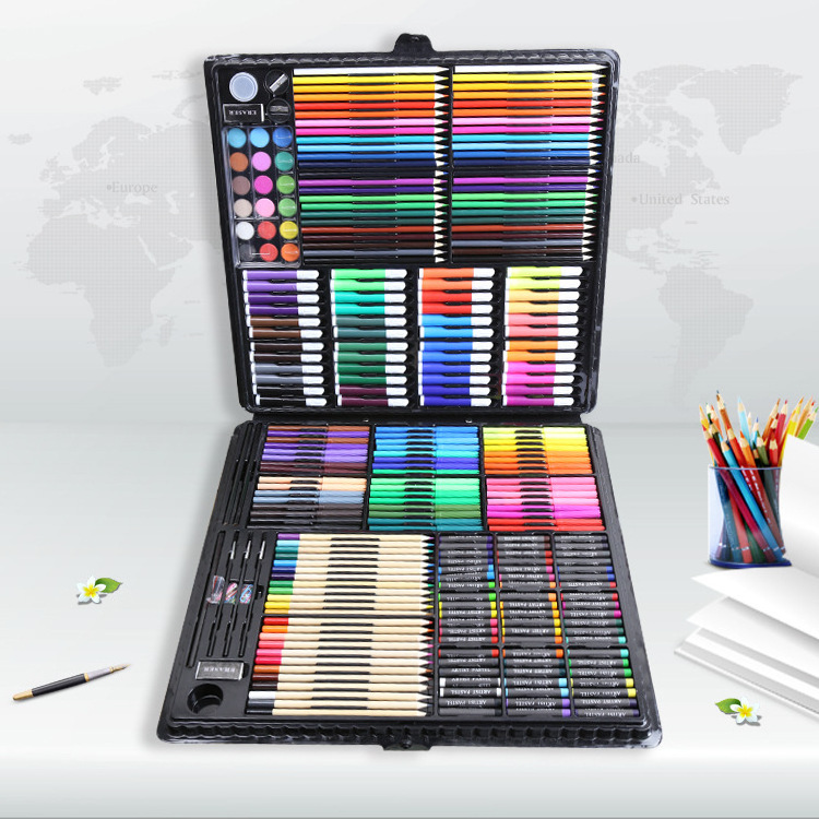 PVC Case Kids Art Professional Painting Set Drawing Art Set for Kids Super Artist Tool Kit 168PCS Set PVC Box Multicolor Acrylic