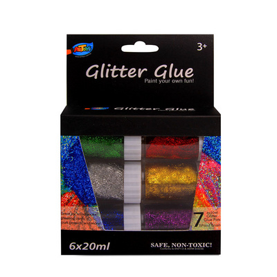 6 colors 20ml artist kids school craft drawing glitter glue paint set