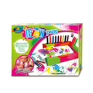 DIY child magic airbrush blow pens blow markers set with stencils