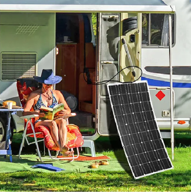 Flexible Solar Panel 100 Watt 12 Volt Monocrystalline Semi-Flexible Bendable for Off- Grid System Motorhome RV Caravan Camper