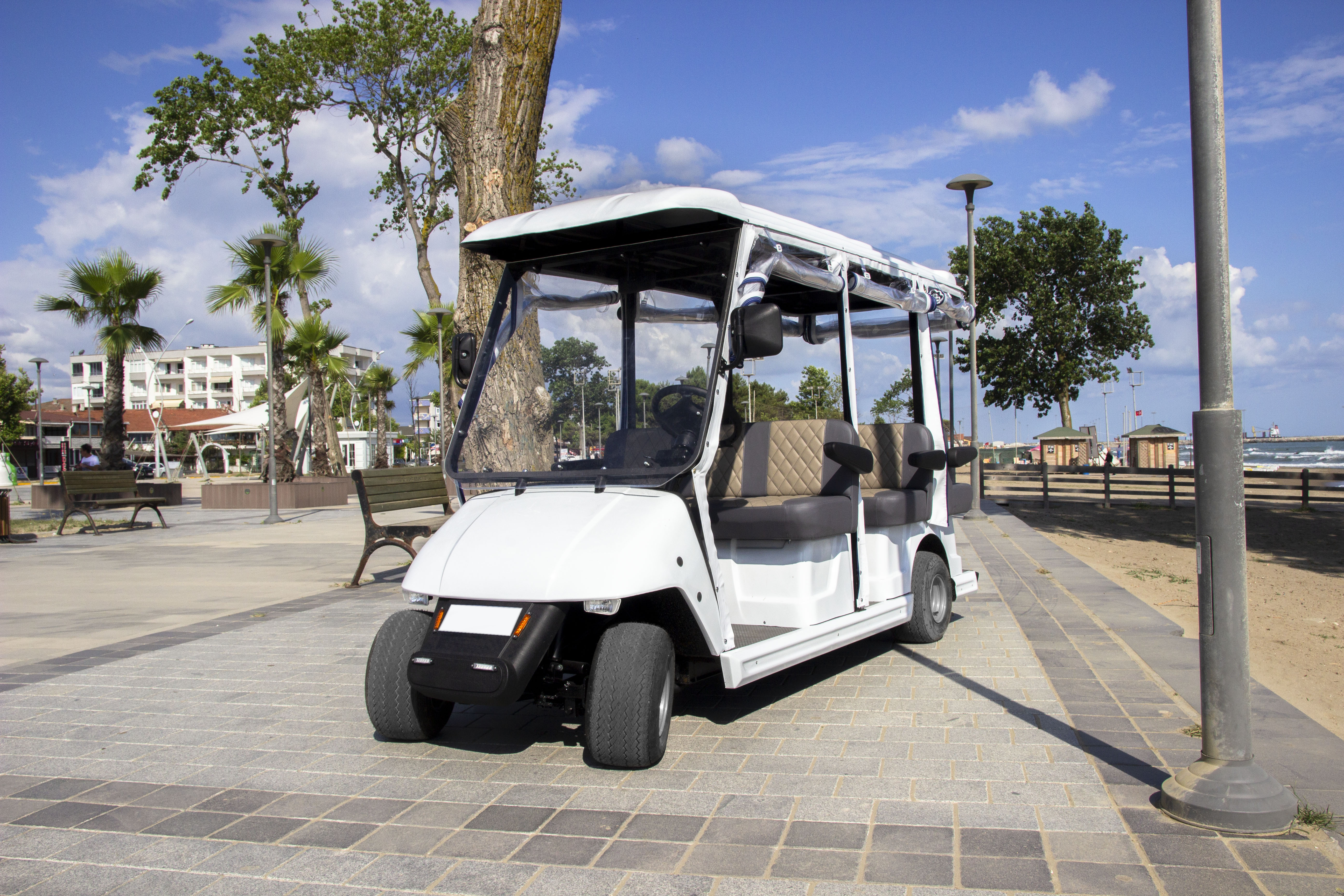 Golf Carts with <8 seats Battery Powered 8 Seated Golf Car electric tranvel and carying side open