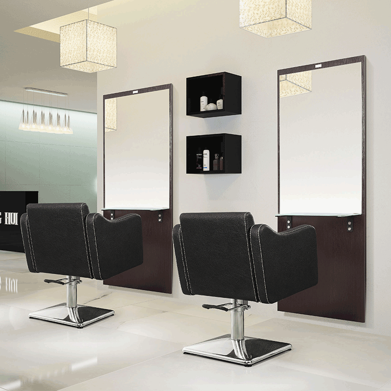 Modern Hair Salon Barber Shop Salon Mirror Wood and Mirror