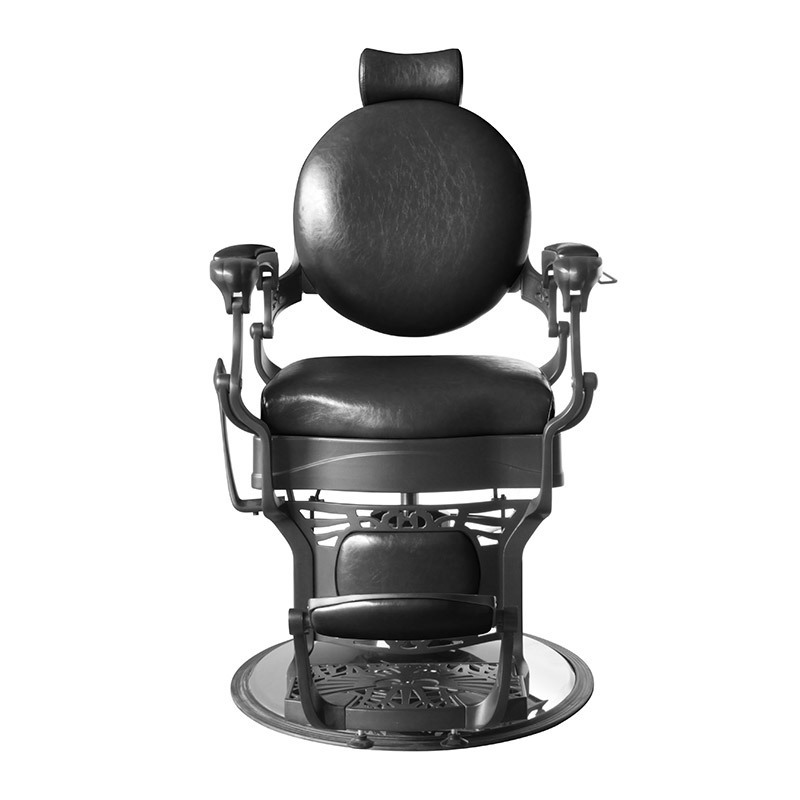 Quality Salon Equipments Rotating Foldable Black Reclining Barber Chair With Headrest