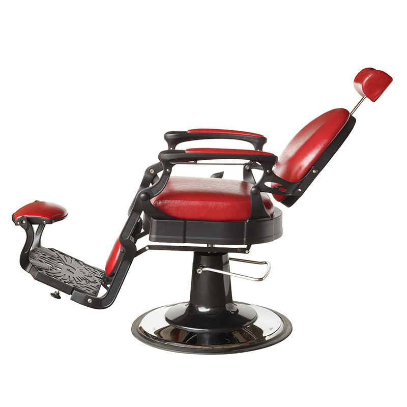 Quality Salon Equipments Rotating Foldable Black Reclining Barber Chair With Headrest