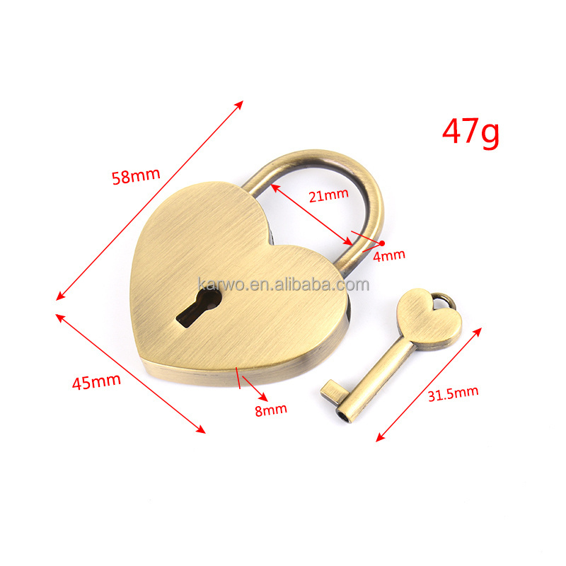 Karwo Supply Heart Shaped Lock Diary With Key Gold Metal Love Heart Padlock