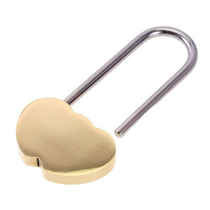 Keyless Brass Double Love Padlock Without Key Heart Lock