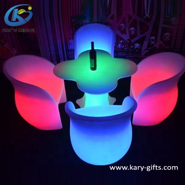 Plastic material durable garden chair illuminated led stool