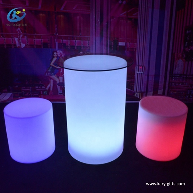 PE Plastic RGB champagne cork furniture led light up bar stool