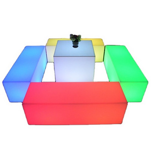 Light Up Plastic Cube Table LED Furniture LED Glowing Table