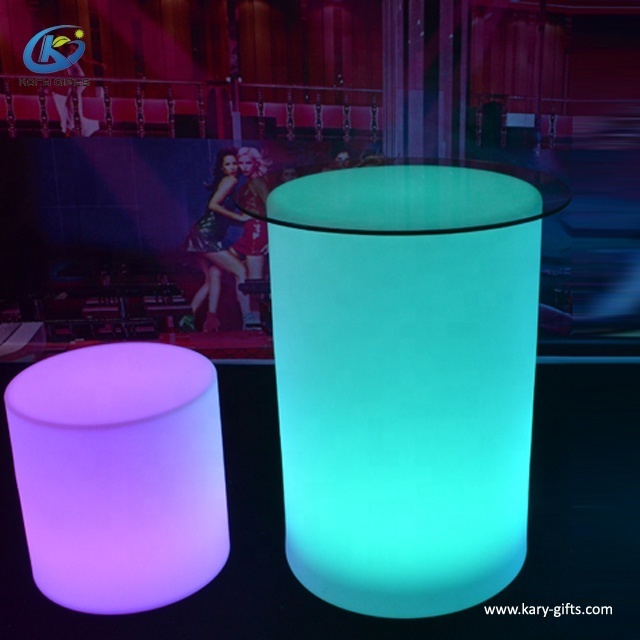 PE Plastic RGB champagne cork furniture led light up bar stool