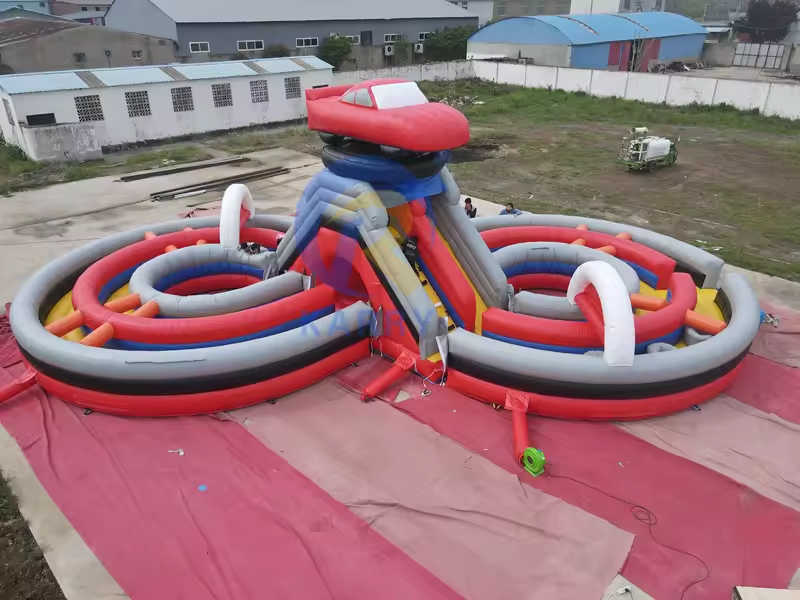 Inflatable castle large obstacle course track with slide combination team competitive track combination