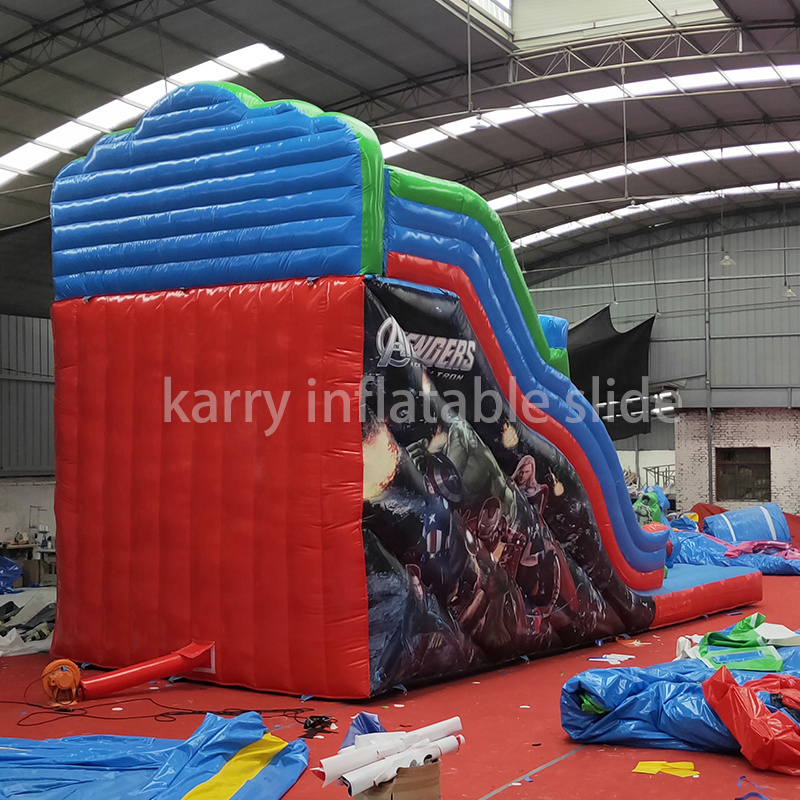 3D super cool cartoon SpiderMan Bat-man double slide inflatable water slide Amusement Park Inflatable Bouncy Slide