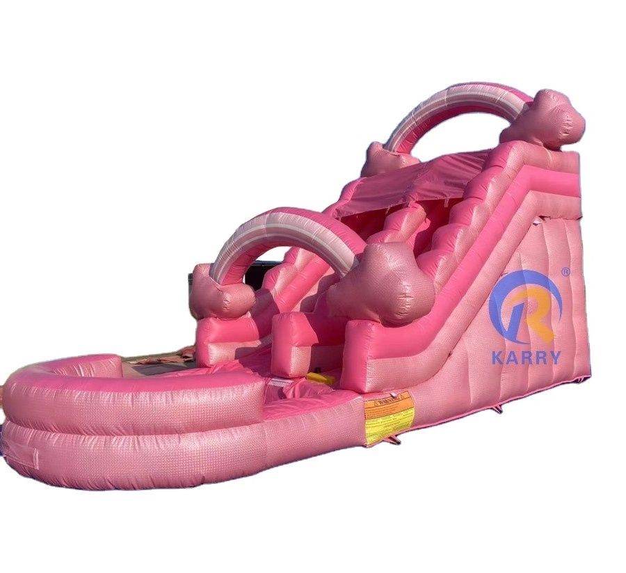 Popular Pink inflatable water slide outdoor amusement toy adult slide commercial water slide