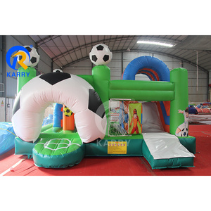 PVC high Outdoor football themed inflatable bouncy castle beautiful soccer ball  inflatable bounce house with slides fun city