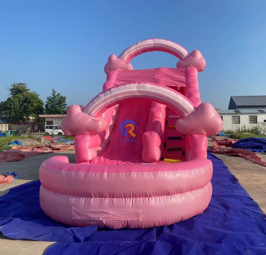 Popular Pink inflatable water slide outdoor amusement toy adult slide commercial water slide