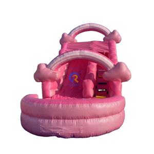 Popular Pink inflatable water slide outdoor amusement toy adult slide commercial water slide