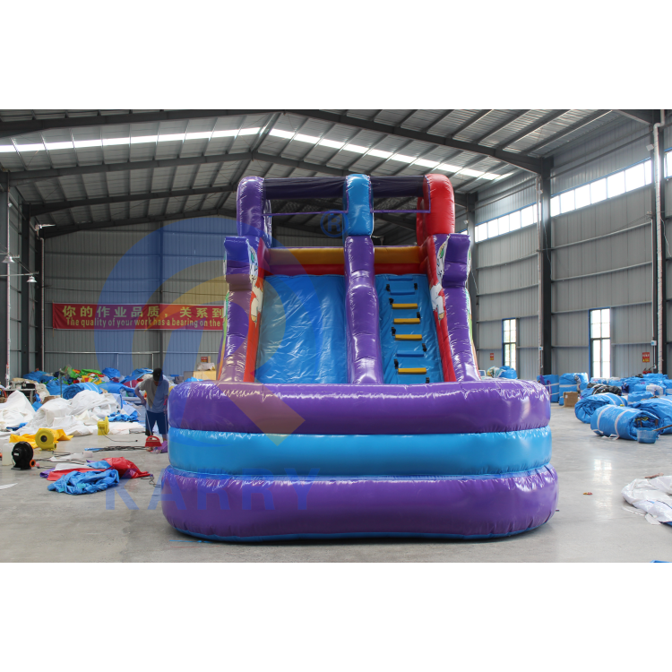 Mini Unicorn PVC inflatable water slide air Bouncer Slide Combo With Rocking Climbing Inflatable Water Slide with pool For Sale