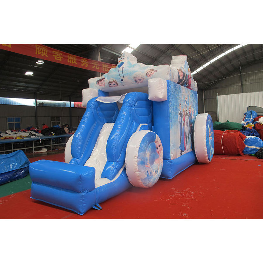 Frozen inflatable wagon with slide ice and snow princess castle outdoor inflatable toy inflatable bouncing castle