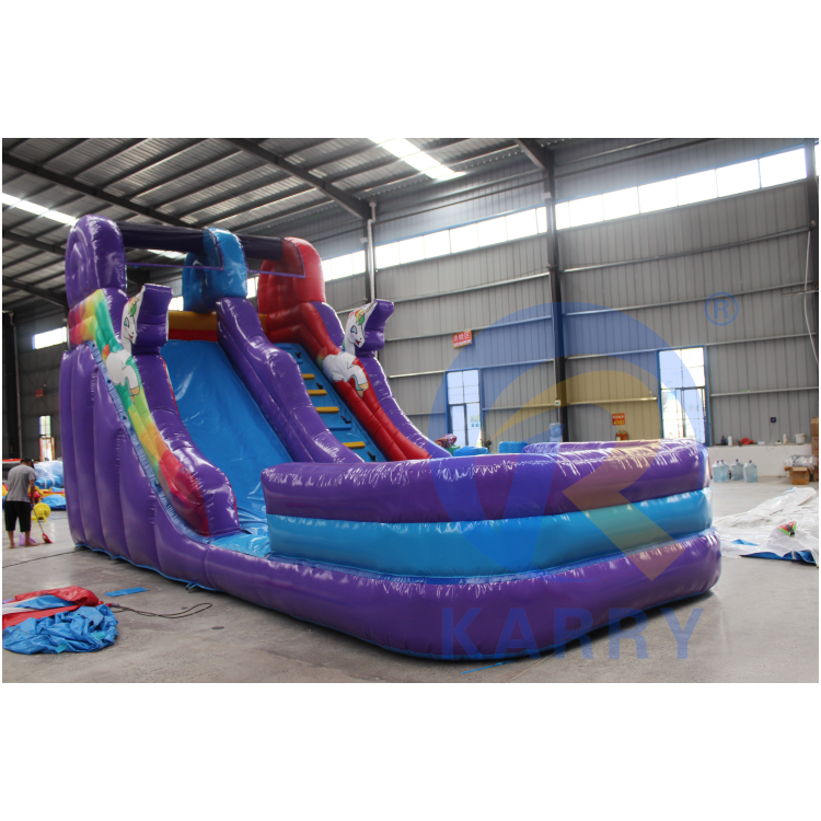 Mini Unicorn PVC inflatable water slide air Bouncer Slide Combo With Rocking Climbing Inflatable Water Slide with pool For Sale