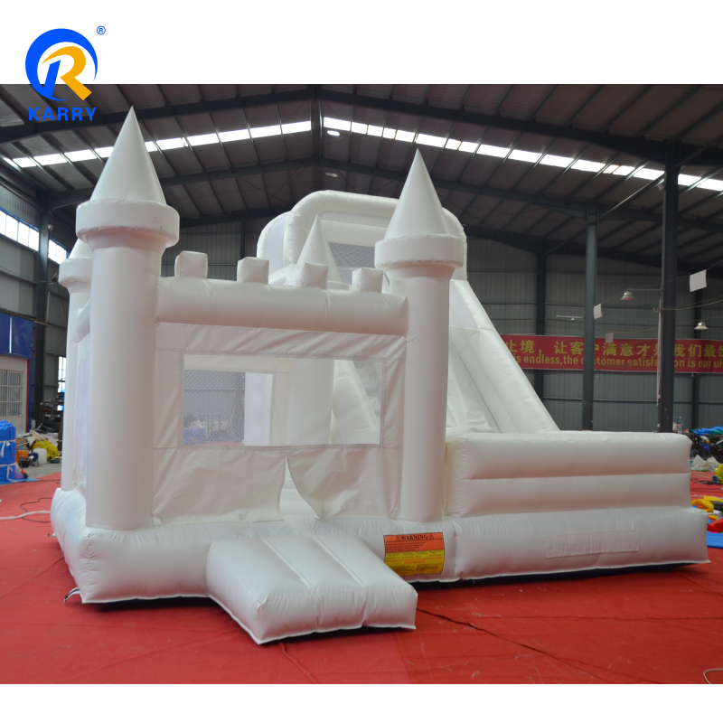 White inflatable bounce house with slide home version garden outdoor equipment commercial activity toy promotional castle