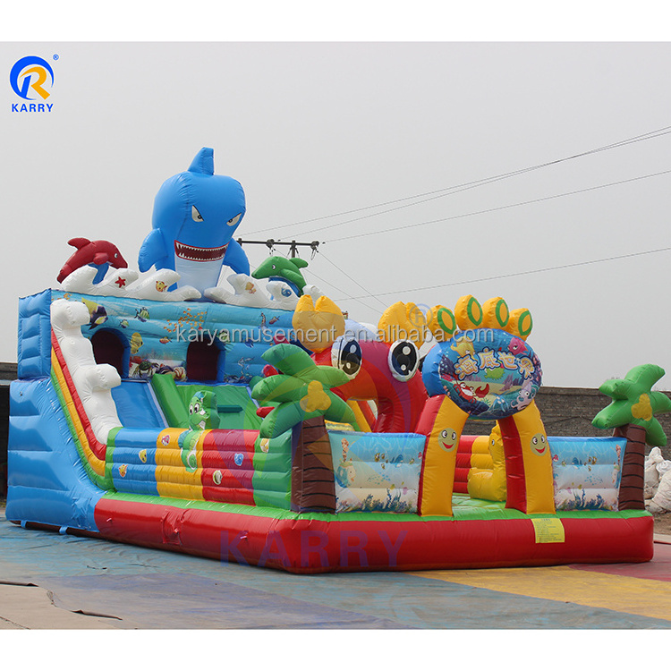 Shark-themed inflatable castle bouncing trampoline park shopping mall amusement equipment Ocean theme park