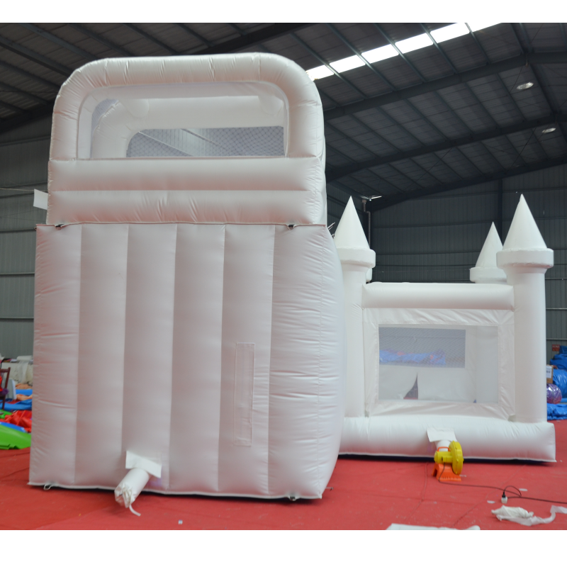 White inflatable bounce house with slide home version garden outdoor equipment commercial activity toy promotional castle