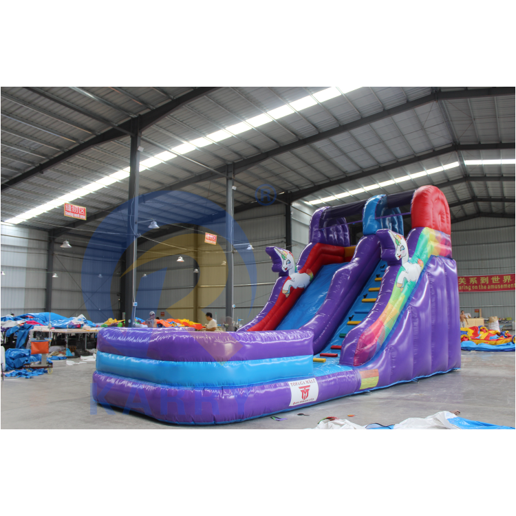 Mini Unicorn PVC inflatable water slide air Bouncer Slide Combo With Rocking Climbing Inflatable Water Slide with pool For Sale