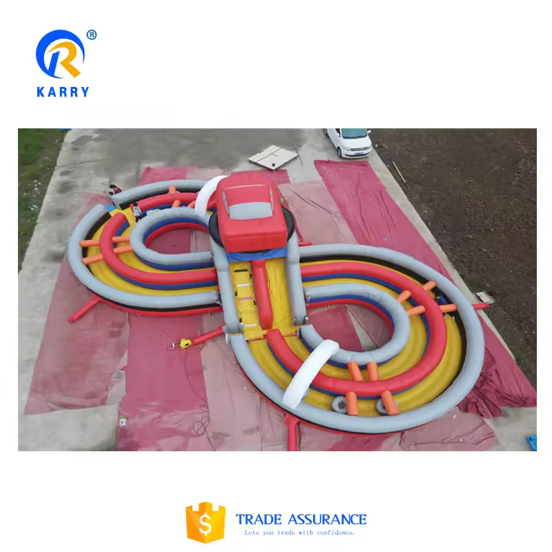 Inflatable castle large obstacle course track with slide combination team competitive track combination