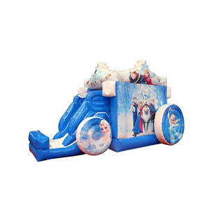 Frozen inflatable wagon with slide ice and snow princess castle outdoor inflatable toy inflatable bouncing castle