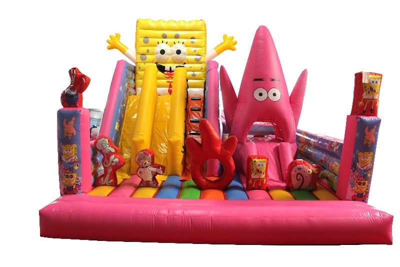 Popular inflatable doll castle slide outdoor park amusement toys amusement equipment Sponge Bob Bouncy castle slide combination