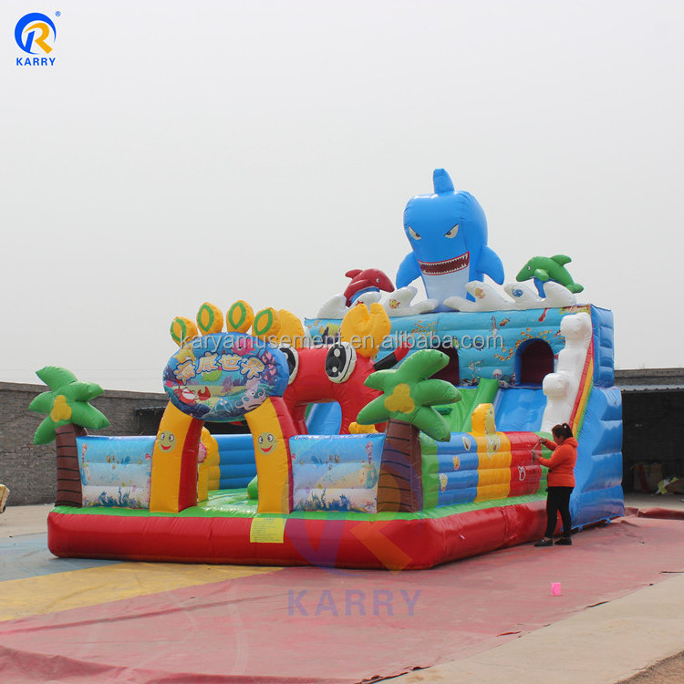 Shark-themed inflatable castle bouncing trampoline park shopping mall amusement equipment Ocean theme park