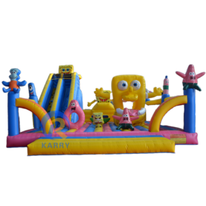 Popular inflatable doll castle slide outdoor park amusement toys amusement equipment Sponge Bob Bouncy castle slide combination