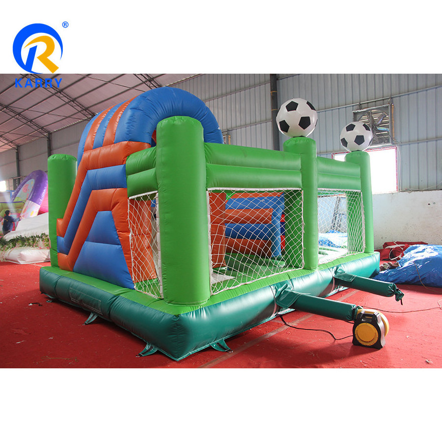 PVC high Outdoor football themed inflatable bouncy castle beautiful soccer ball  inflatable bounce house with slides fun city