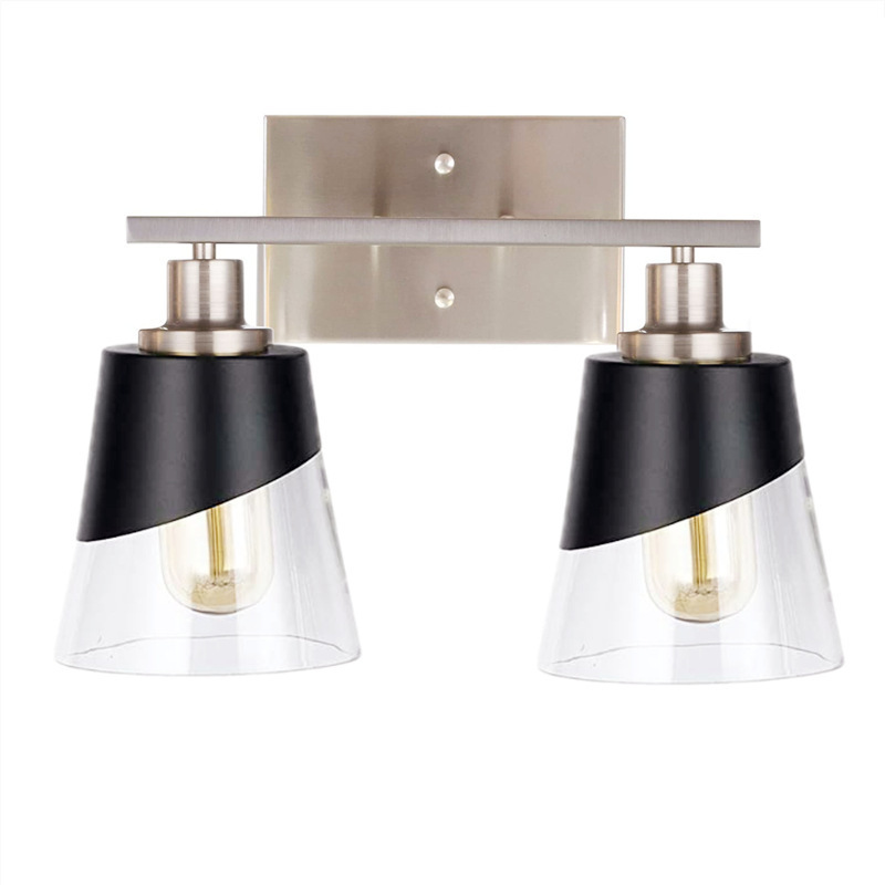 Bathroom Light Fixtures Over Mirror 30 inch Vintage Vanity Light Wall Lamp Black and Gold Design with Bevelled Edge and Clear