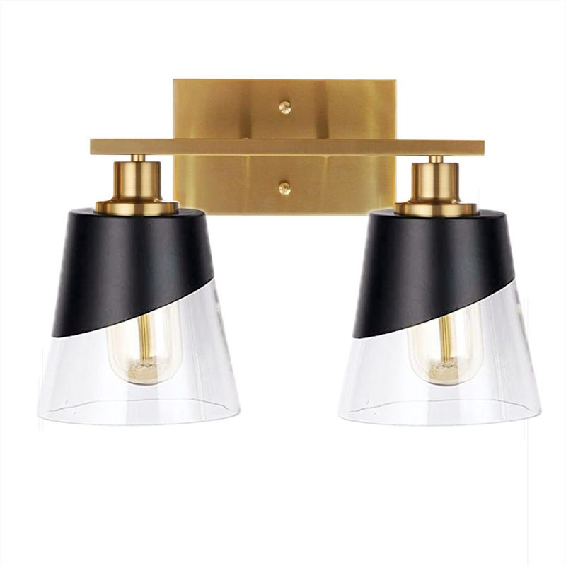 Bathroom Light Fixtures Over Mirror 30 inch Vintage Vanity Light Wall Lamp Black and Gold Design with Bevelled Edge and Clear