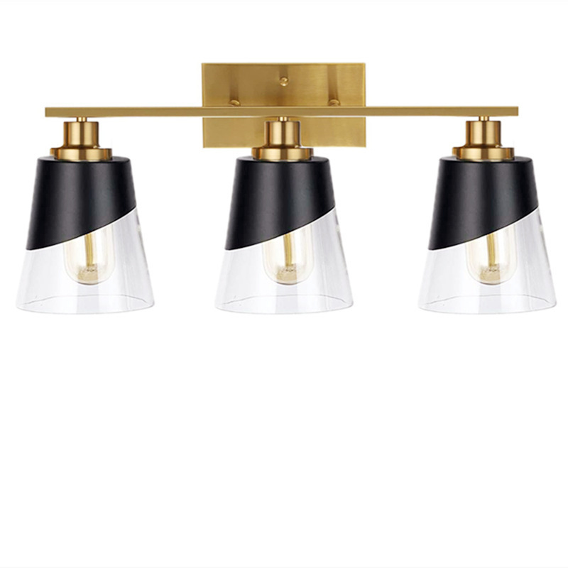 Bathroom Light Fixtures Over Mirror 30 inch Vintage Vanity Light Wall Lamp Black and Gold Design with Bevelled Edge and Clear