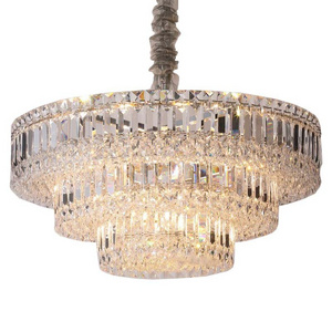 Modern K9 Crystal Chandelier Flush Mount LED Ceiling Light Fixture Pendant Lamp for Living Room Bar Shop