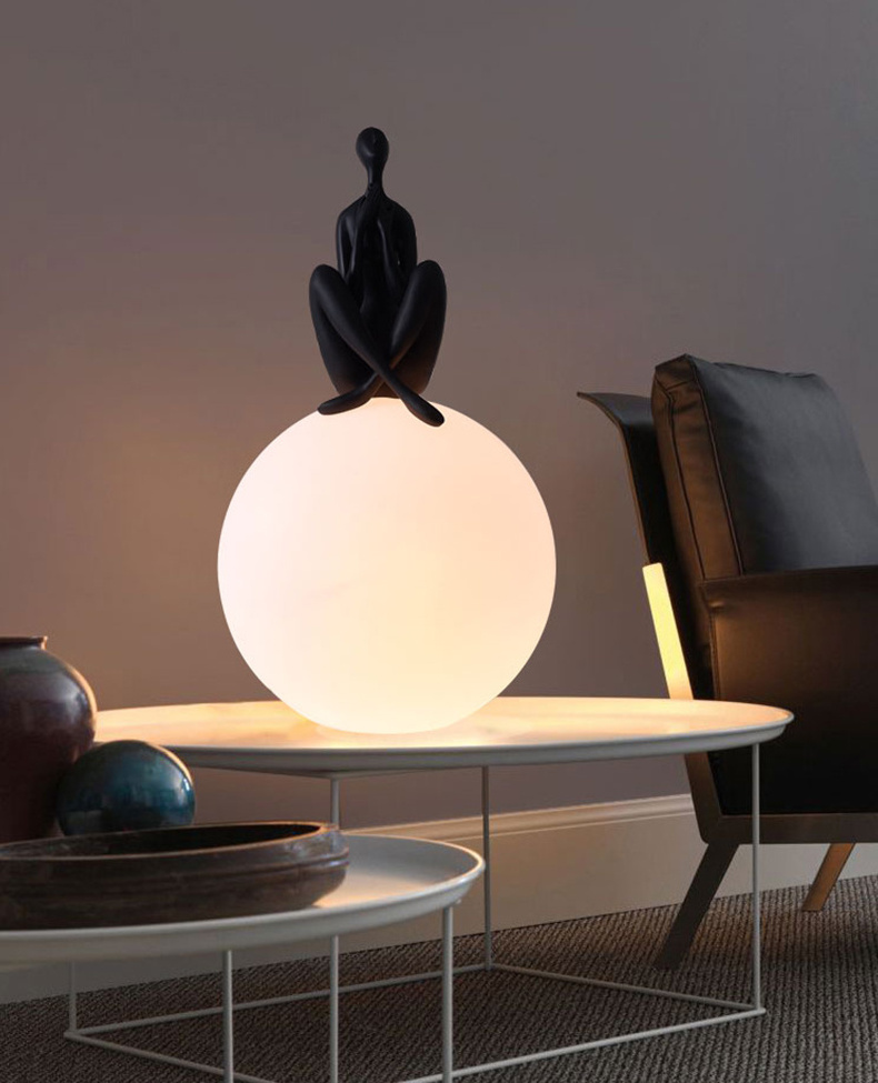 Kasanto Lighting Modern Bedroom Acrylic Home Decor Fancy New Art Resin Table Lamp Led Glass Contemporary 80 Round Nordic 3000