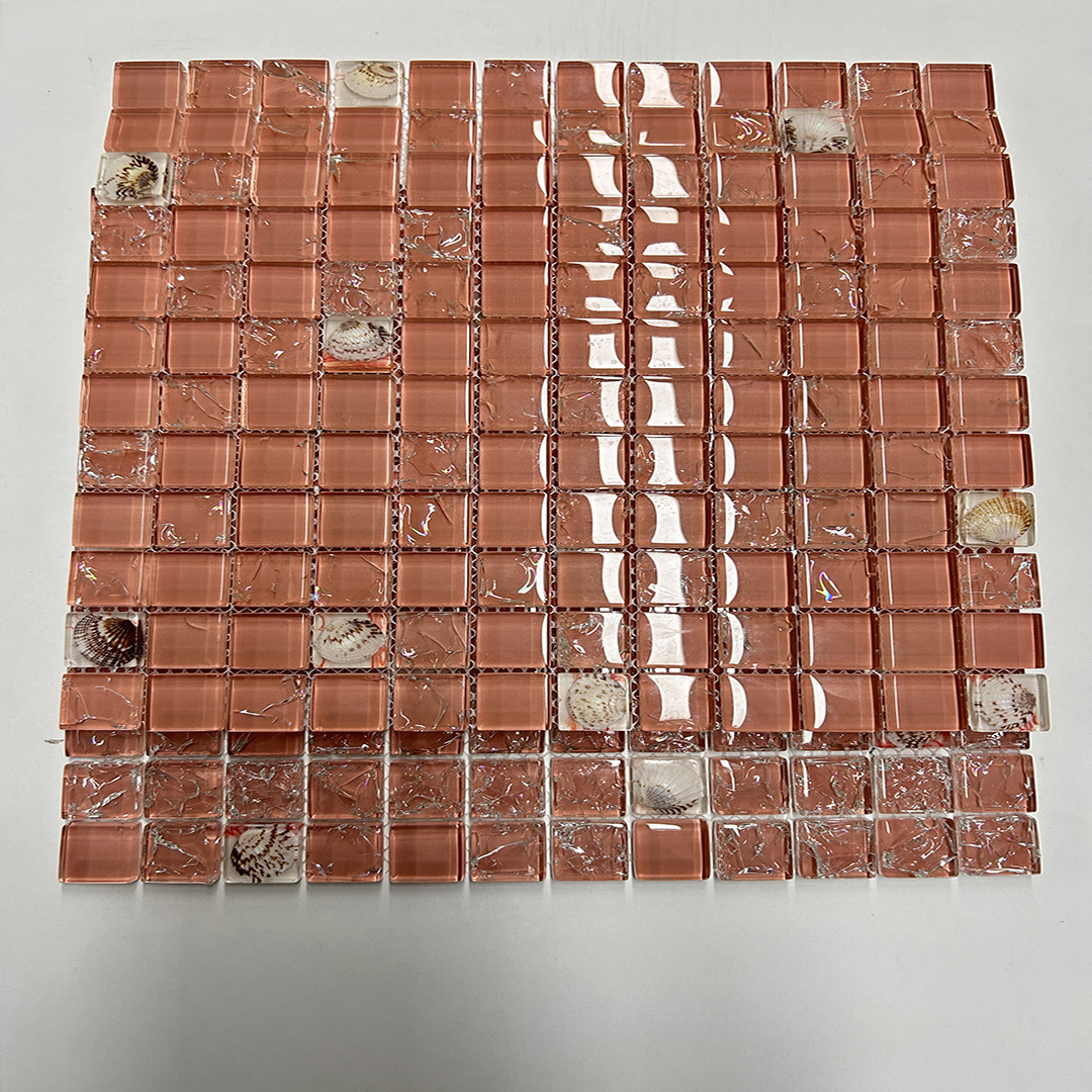 KASARO Wholesale Square Pool Tiles Glass Pink Swimming Pool Mosaic Glass Tile Backsplash