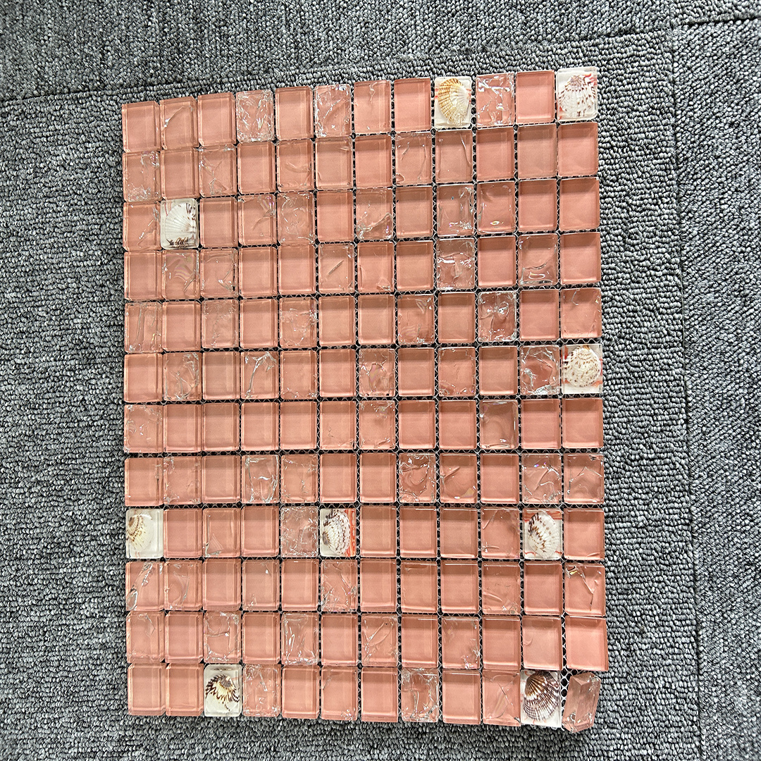 KASARO Wholesale Square Pool Tiles Glass Pink Swimming Pool Mosaic Glass Tile Backsplash