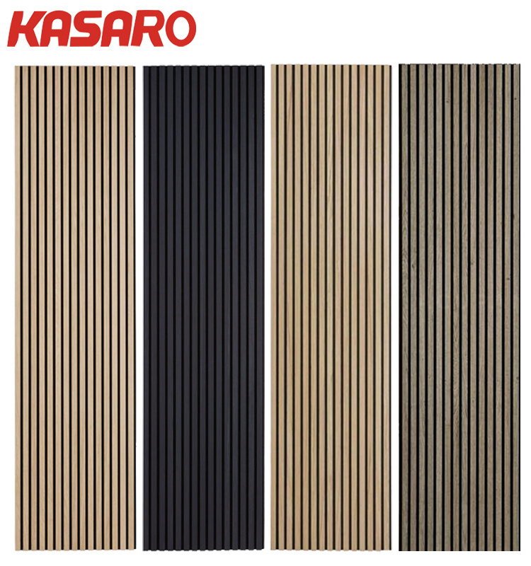 KASARO Akupanel Natural White oak indoor wood absorbing sound proof wood slat wall panels woodupp acoustic panel