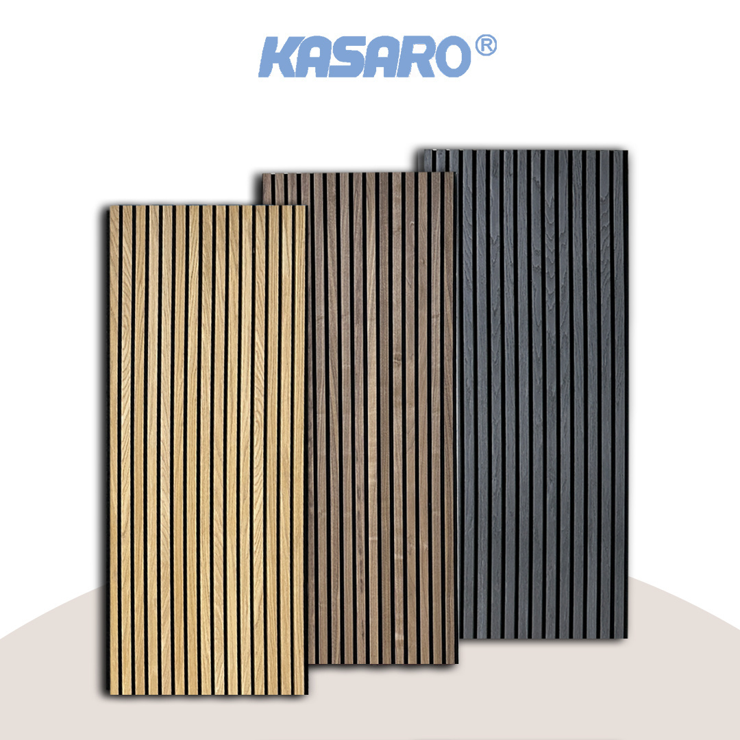 KASARO Bedroom Wrapped Acoustic Wood Wall Panel Self Adhesive Acoustic Sound Panels