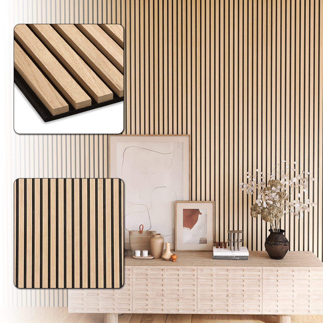 Kasaro Bamboo Acoustic Panels Pet Acoustic Ceiling Panels Soundproof Wooden Walls Slat Mdf Wall Panels